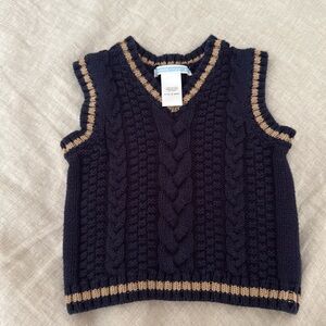 Janie and Jack Cotton Sweater Vest Navy Blue Size 6-12 Months